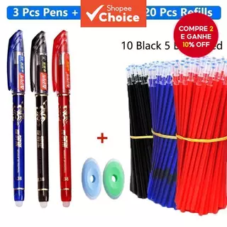 Conjunto De Canetas De Gel Apagáveis M & P 25 Unidades-Esferográficas De Tinta Preta/Azul Para Papelaria Escolar E De Es em Oferta na Shopee