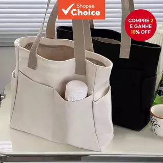 Bolsa Tote De Lona Da Moda Feminina Espaçosa De Livro De Compras Casual Multifuncional Transporte De Ombro em Oferta na Shopee