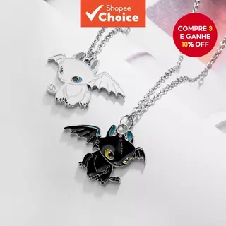 Conjunto De Colar Estilo Casal 2 Peças Preto Branco Dragão Voador Pingente Joia Exclusiva Presente em Oferta na Shopee