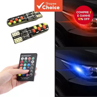 T10 W5w RGB LED 12SMD COB canbus Multicolorido Com Controle Remoto Flash/Luz De Cunha De Leitura Estroboscópica em Oferta na Shopee