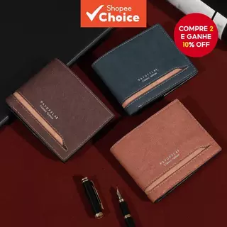Carteira Masculina De Couro PU Slim Business-Design Horizontal Com Vários Compartimentos Para Cartões " em Oferta na Shopee