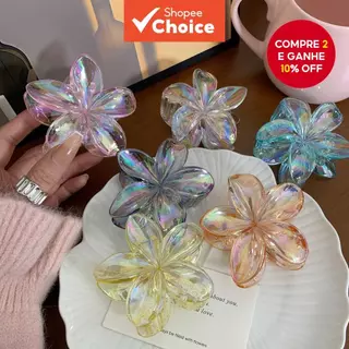 Grampo De Cabelo Frangipani Transparente-Punho De Flor Colorida Para Mulheres , Acessório De Resort De Praia em Oferta na Shopee