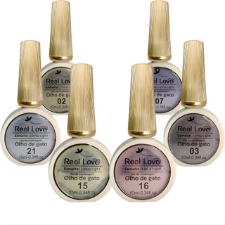 Kit 6 Esmalte Em Gel Refletivo Glitter Olho De Gato 10ml - Real Love em Oferta na Shopee