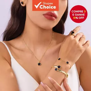 Conjunto De Joias Da Sorte De Cinco Folhas Para Mulheres , Colar Pulseira , Acessórios De Moda ,