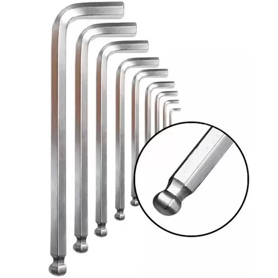 Conjunto Chaves Hexagonais Allen Longa 1 5 a 10mm 9 Peças para Manutenção Rápida