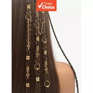 39 Peças Contas De Cabelo Estrela DIY Acessórios Dreadlock Anéis Ocos Decoração De Trança Africana em Oferta na Shopee