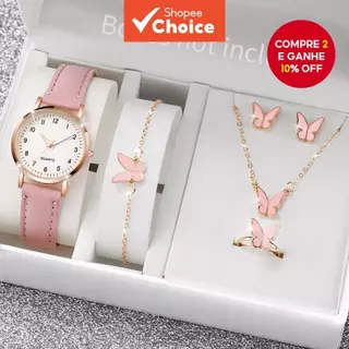 Senhora Conjunto De Relógio Borboleta Minimalista Rosa Ouro Milanês Loop Quartzo Para Estudantes Escola Essencial Leve em Oferta na Shopee