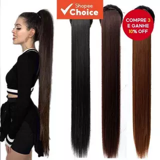 Moda Feminina Estendida 85CM Longo Grampo De Cabelo Sintético Reto Em Extensão De Rabo De Cavalo Alto em Oferta na Shopee