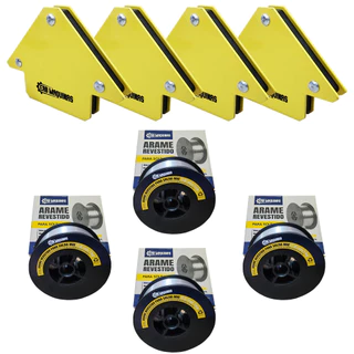 Kit 4 Arame Para Solda Rolo 1Kg 0.8mm com 4 Esquadro Magnetico 10kg Cada Erbmaquinas em Oferta na Shopee