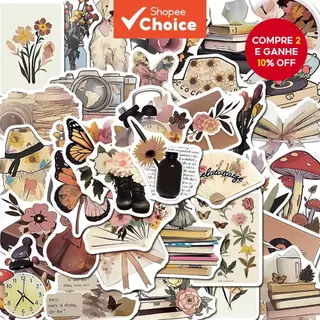 50 Peças De Adesivos Vintage Para Livros E Flores-Decalques À Prova D'água Telefone , Copos iPad em Oferta na Shopee