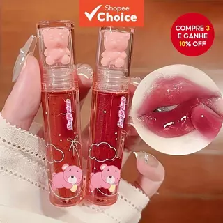 Barato 6 Cores Crystal Frozen Berry Bear Lip Glaze Batom De Maquiagem em Oferta na Shopee