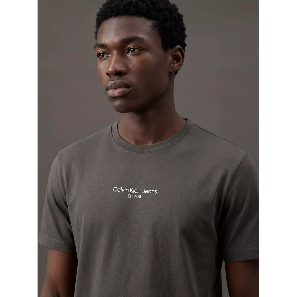 Camiseta Manga Curta Calvin Klein Jeans Masculino Logo EST.1978 Chumbo