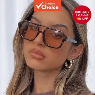 Óculos De Sol Aviador Retrô-Lente Amarela De Ponte Dupla UV400 Para Mulheres em Oferta na Shopee