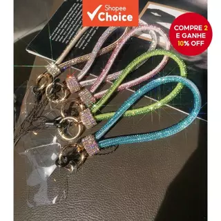 Cordão De Telefone De Cristal De Luxo – Pulseira Curta Anti-Perda Com Fecho Reforçado De Metal em Oferta na Shopee