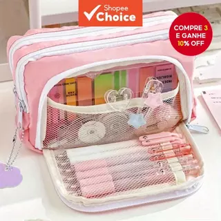 Estojo Kawaii Para Lápis Grande Capacidade Com Porta-Caneta Fofo Estudantes De Volta Às Aulas Papelaria Coreana em Oferta na Shopee