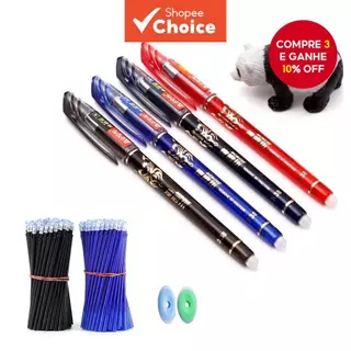 25 Pçs/Set Caneta Gel Apagável Recarga 0.38mm Tinta Azul Preta Para Estudante Escola Escritório Escrita Papelaria