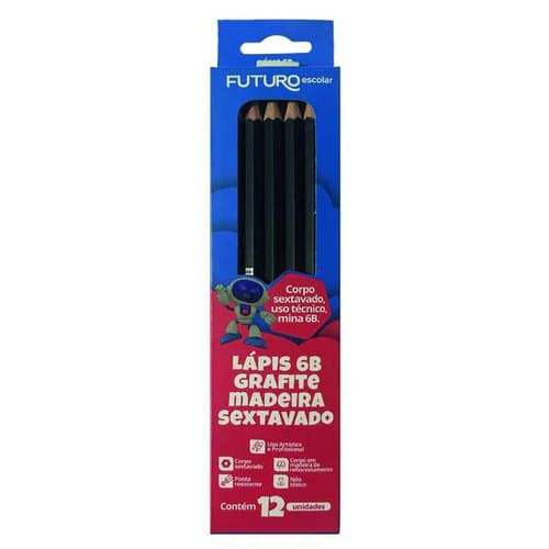 Kit com 6 ou 12 Lápis 6B FE092245 Futuro
