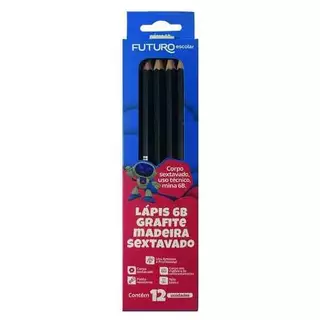 Kit com 6 ou 12 Lápis 6B FE092245 Futuro