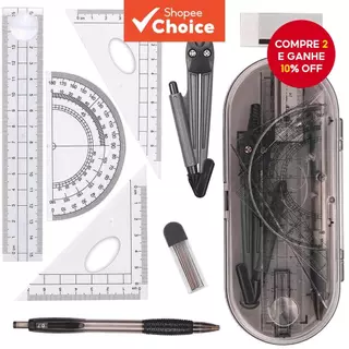 Conjunto De Kit De Geometria Matemática , 8 Peças , Suprimentos Para Estudantes Com Caixa Inquebrável Desenho , Régua Tr