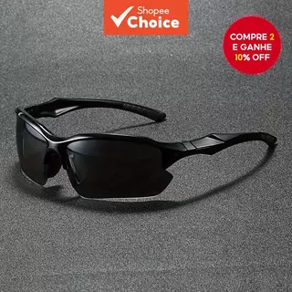 Óculos de Sol Esportivos Masculinos Polarizados Preto UV400 para Ciclismo