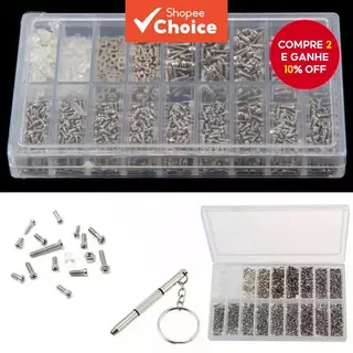 Kit De Parafusos Para Óculos De Cabeça Redonda PM De 1000 Peças-18 Especificações Com Espaçador E Chave De Fenda em Oferta na Shopee