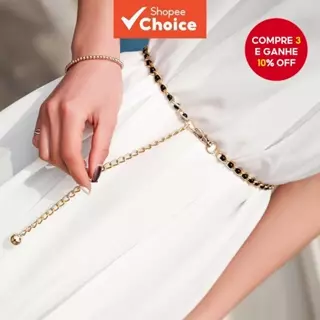 Corrente De Cintura De Pérola Tecida Coreana Elegante-Liga Leve Ajustável Para Acessório De Dança/Festa em Oferta na Shopee