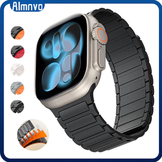 Pulseira De Silicone Magnética Para Relógio Apple Watch SE Ultra 3 2 49mm Iwatch Series 11 10 9 8 44 40 45 41 46 42mm