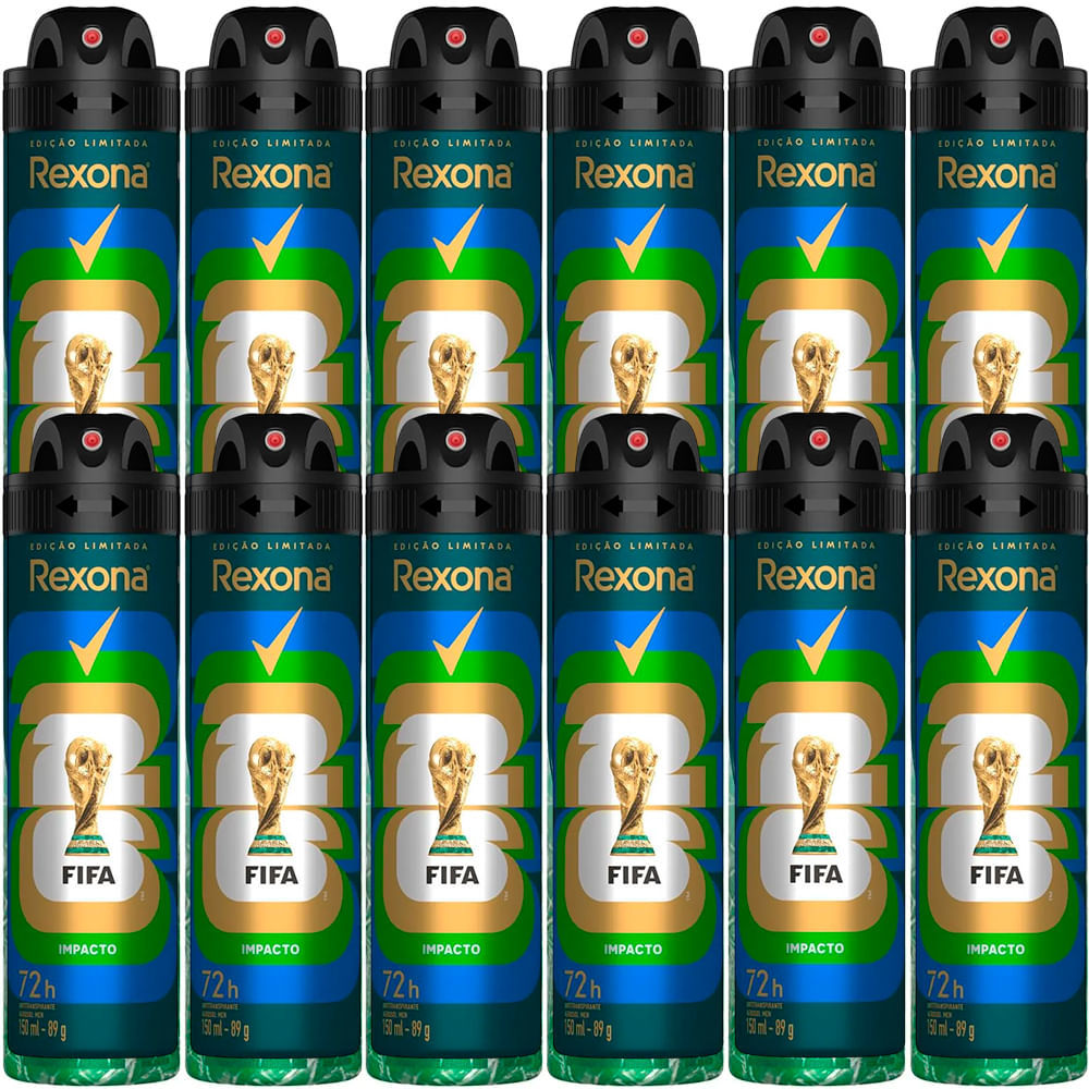 Kit Desodorante Aerosol Rexona Men Impacto 150ml - 12 Unidades