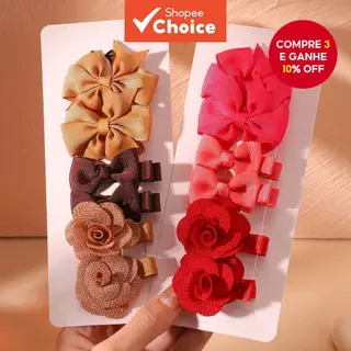 Grampo De Cabelo Boutique De Flores De Fita Artesanal 6 Unidades/Conjuntos Para Bebês Meninas Chapéu Colorido Doce em Oferta na Shopee