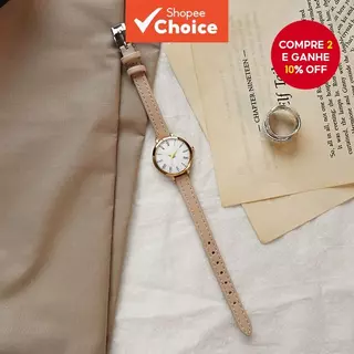 Relógio Feminino De Quartzo Com Mostrador Pequeno – Pulseira De Couro Fina , Estilo Retrô Coreano , Elegante E Minimalis em Oferta na Shopee