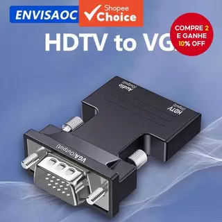 Conversor HDMI Para VGA 1080P Com Entrada De Áudio De 3.5 Mm PC Desktop Vídeo Do Projetor HDTV em Oferta na Shopee