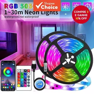  Fita de LED com Controle USB APP RGB Luz Flexível para Decoração de Quarto e Fundo de TV