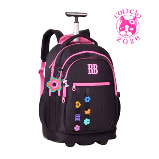 Mochila de Rodinhas Rebecca Bonbon Flower Power - Clio Style Cor:Preto