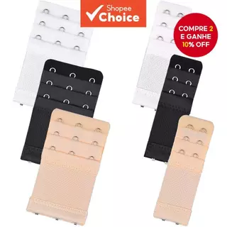 Conjunto Extensor De Sutiã-Extensores Elásticos De 2 E 3 Ganchos (Preto/Branco/Nu) Para Maternidade Troca De Peso em Oferta na Shopee