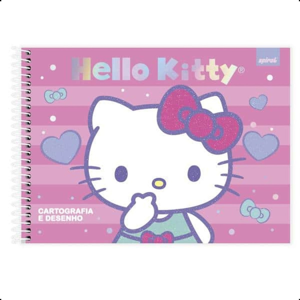 Caderno de Desenho Hello Kitty Cartografia Capa Dura 80 Folhas Rosa ...