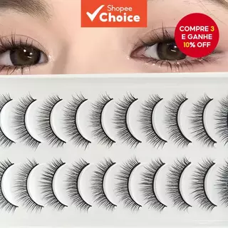 Cílios Postiços Grossos E Enrolados Naturais-10 Pares De Estilo Cômico , Para Festa Data em Oferta na Shopee