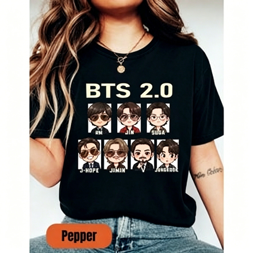 Camiseta Masculina Feminina Oversized Estampa BTS 2.0 Chibi Kpop T