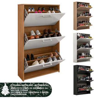 Sapateira 3 Portas 18 Pares Armário Multiuso Organizador para Entrada Sala Corredor Quarto Moderna em Oferta na Shopee