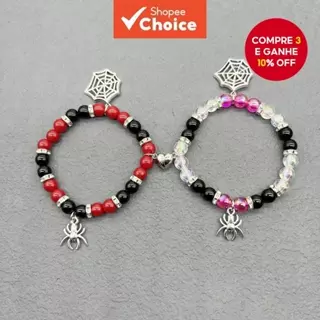 Novo Estilo Versão Coreana Ins Estilo Casal Pulseira Vermelho Preto Frisado Aranha Pingente Presente do Feriado em Oferta na Shopee