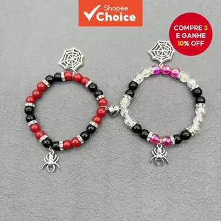 Novo Estilo Versão Coreana Ins Estilo Casal Pulseira Vermelho Preto Frisado Aranha Pingente Presente do Feriado em Oferta na Shopee