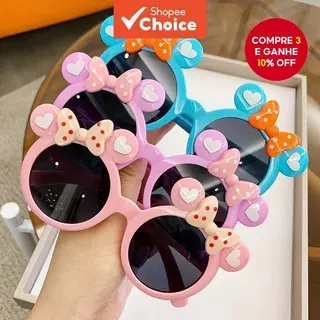 Óculos De Sol Infantis UV400 Com Laço , Armação Redonda , Fofos Para Meninas , Brincadeiras Ao Ar Livre em Oferta na Shopee