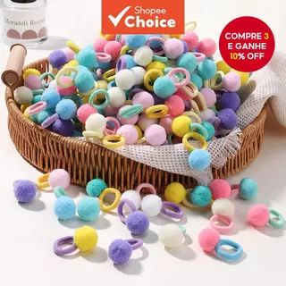 Conjunto De Acessórios De Cabelo Para Meninas | Elásticos E De Bola De Pelúcia Crianças em Oferta na Shopee