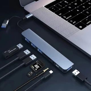 Hub USB Type C 8 Em 1 Com Leitor De Cartão Divisor 3.0 2.0 SD TF Docking Station