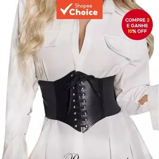 Cinto Espartilho Beonlema Com Cadarço – Treinador De Cintura , De Emagrecimento Para Controle De Barriga De Couro Sintét em Oferta na Shopee