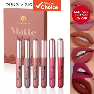 YOUNG VISION 6 Unidades De Luxo Veludo Fosco Kit Labial À Prova D'água De Transferência De Longa Duração Cor Suave Para em Oferta na Shopee