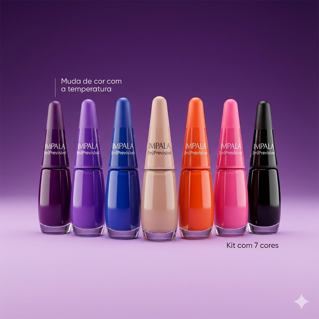 Kit Esmalte Impala (Im)Previsível Muda de Cor 7,5ml | 7 Cores | Shopee ...