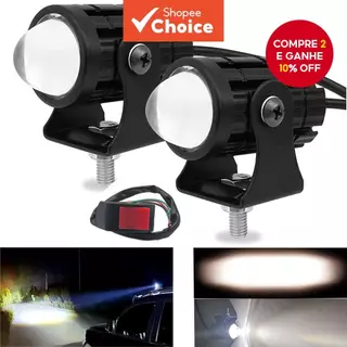 Mini Farol LED Universal De Duas Cores 3000K/6000K-Refletor De Projetor Para Motocicleta/ATV/Scooter/SUV Com Interruptor em Oferta na Shopee
