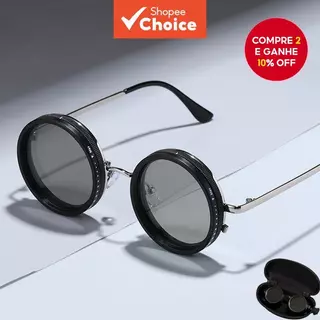 Óculos de Sol Punk Polarizados de Metal, Óculos de Escurecimento Ajustável UV400 ND9, Óculos de Moda para Ambientes em Oferta na Shopee