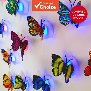 Luz Noturna Borboleta Emissora De Pode Ser Colada Com LED Colorido Piscando 3D Simulado em Oferta na Shopee