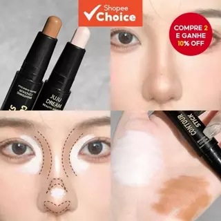 Sombra de Dupla Cabeça Destaque de Dupla Utilização Stick de Contorno Tridimensional Modificação da Sombra do Nariz Br em Oferta na Shopee